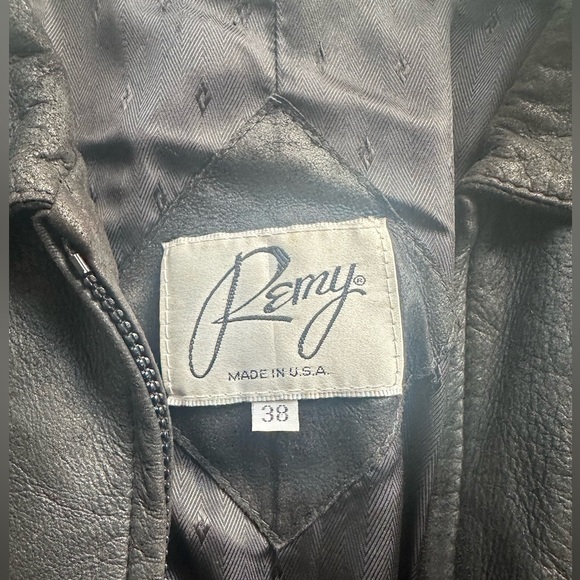 REMY vintage 80's Men's Lamb Skin Leather Bomber Jacket, Black, size 38 MODERN - Picture 2 of 13